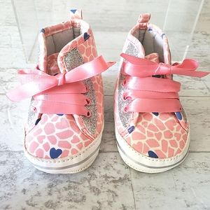 Peach Colored Giraffe Print Hi Tops Shoes Infant